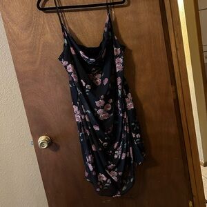 Cider Black and Pink Floral Mini Dress